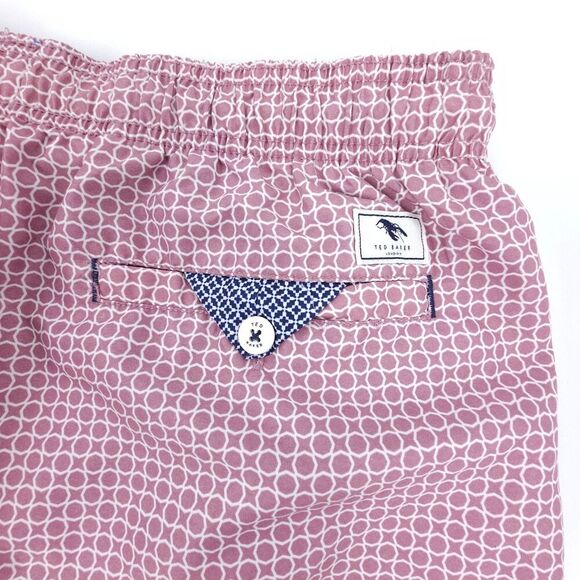 NEW Ted Baker Octagon Geometric Print Lined Swim Trunks Quiet Luxury Mauve 3XL - Picture 6 of 8